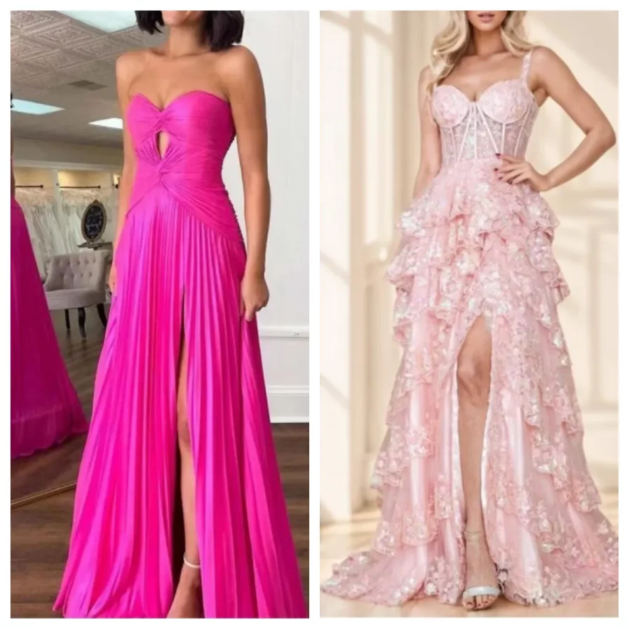 sequin vs satin prom dress