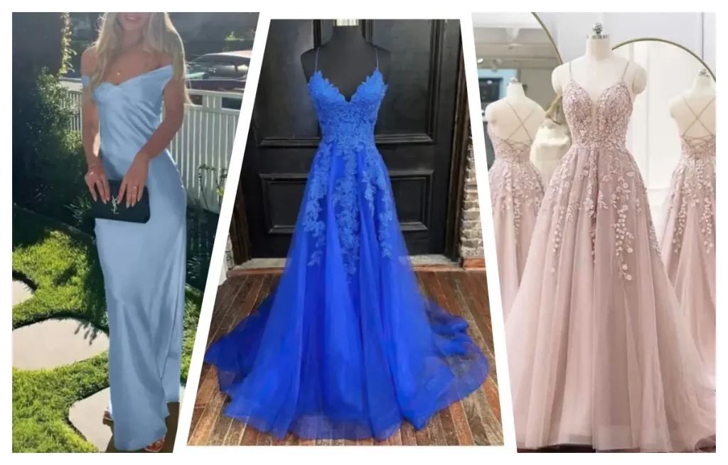 prom dresses collection in blue and pink for cool undertones
