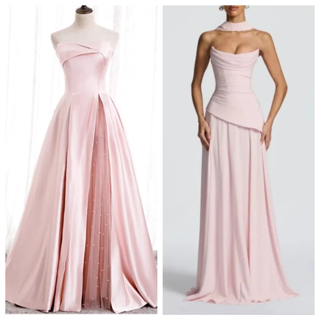 strapless prom dresses styles in pink color
