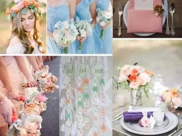 peach colored wedding party