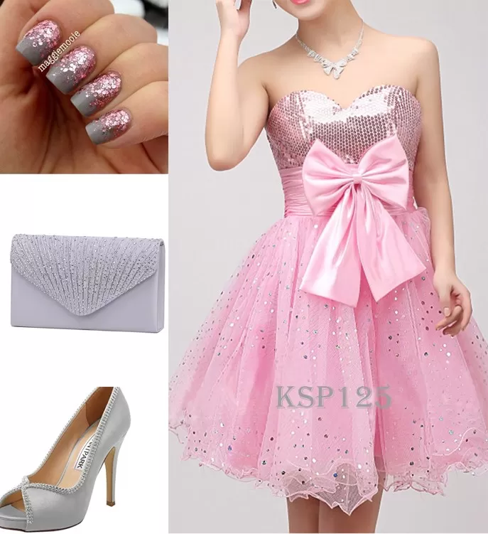 Baby Pink Prom Dresses With Cool Gray