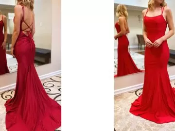 ruby red mermaid prom dresses