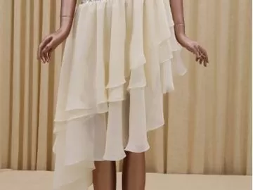 asymmetric drop waist high low prom dress