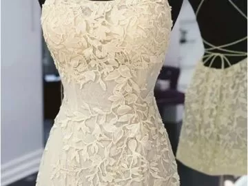 butter yellow short prom graduation dress