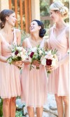  Fitted Aline Draped Short Bridesmaid Dresses KSP175