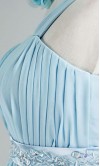 Single Shoulder Asymmetric Teal Chiffon And Satin Wedding Bridesmaid Dress KSP002