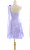 Flower Ornamented Single Shoulder Semi Short Bridesmaid Dress Champagne KSP013