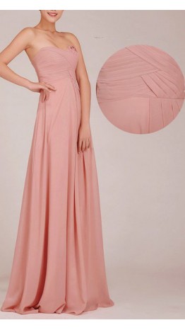 Dusty Pink Sweetheart Neck Chiffon Formal Bridesmaid Dresses KSP018