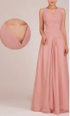 Decent Draped V-neck Long Dusty Pink Bridesmaid Dress KSP019