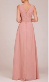 Decent Draped V-neck Long Dusty Pink Bridesmaid Dress KSP019