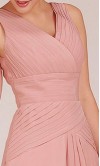 Decent Draped V-neck Long Dusty Pink Bridesmaid Dress KSP019