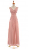 Decent Draped V-neck Long Dusty Pink Bridesmaid Dress KSP019