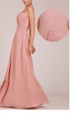 Dusty Pink Crossed Waistline Long Bridesmaid Dress with Side Slit KSP020