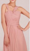 Dusty Pink Crossed Waistline Long Bridesmaid Dress with Side Slit KSP020