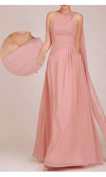 Grecian Single Shoulder Long Wedding Bridesmaid Dress KSP022