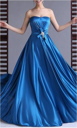 Satin Sweetheart Neck Full Length Bridesmaid Dresses KSP037