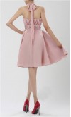 Dusty Pink Halter Neck Empire Waist Knee Length Bridesmaid Dress KSP043