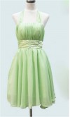 Dusty Pink Halter Neck Empire Waist Knee Length Bridesmaid Dress KSP043