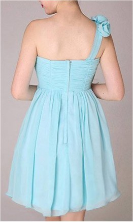 Refined One Shoulder Baby Blue Short Homecoming Dress KSP078