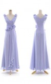 Flowers V-neck Long Lavender Bridesmaid Dresses KSP079