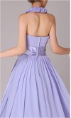 Romantic Flowery Halter Neck Long Lilac Bridesmaid Dress With Sash KSP080