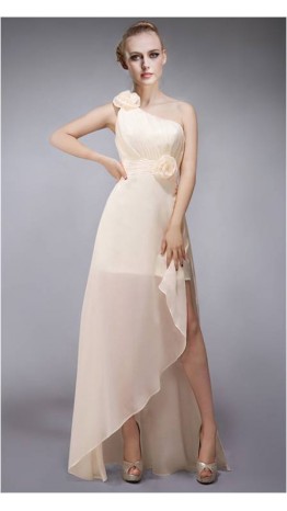Unique Single Shoulder Bridesmaid Dress With Irregular Hemline KSP093