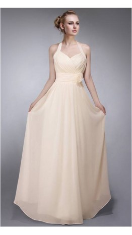 Pale Halter Neck Floor Length Bridesmaid Dresses KSP096