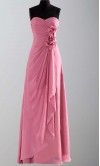 Strapless Floral Decoration Long Chiffon Bridesmaid Dress KSP108