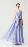 Shoulder Belt Blue Long Chiffon Bridesmaid Dress KSP144