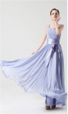 Shoulder Belt Blue Long Chiffon Bridesmaid Dress KSP144