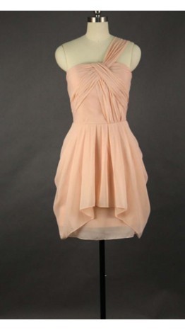 Peach Chiffon Cheap Short Bridesmaid Dresses KSP315