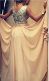 V-neck Tank Straps Waisted Long Bridesmaid Dress KSP457