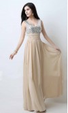 V-neck Tank Straps Waisted Long Bridesmaid Dress KSP457