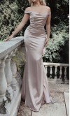 Champagne Satin Mermaid Bridesmaid Dress with Buttons KSP664