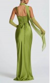 Vintage Olive Green Long Sheath Bridesmaid Dress with Square Neck KSP690