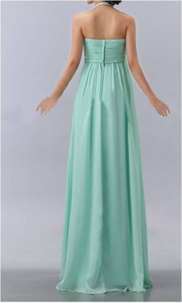 Mint Green Braid Halter Neck Long Prom Dress/ Pregnant Bridesmaid Dress KSP169
