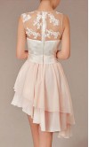 Lace Covered Bateau Neck Oblique Design Prom Dresses KSP010