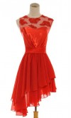 Lace Covered Bateau Neck Oblique Design Prom Dresses KSP010