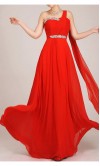 Fitted One Shoulder Long Chiffon Prom Gown KSP030