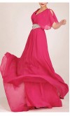 Unique Cloak Sleeves V-neck Long Prom Dress KSP033