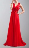 Floral V-neck Red Floor Length Prom Dresses KSP045