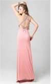 Pink Low V-neck Backless Evening Dress KSP047