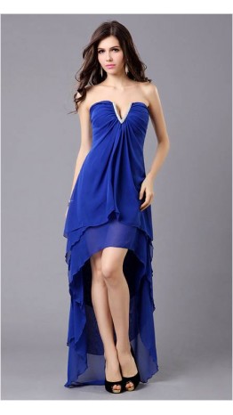 Layered Navy Blue High Low Corset Dress For Prom KSP048