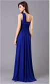 Navy Beaded One Shoulder Flowly Long Prom Gowns KSP053