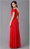One Shoulder And Sleeve Red Formal Dress KSP057