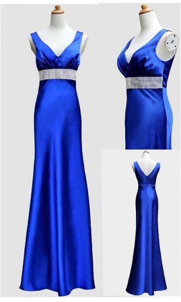 Glamour V-neck Mermaid Satin Debut Dresses KSP059