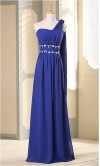 Inexpensive Navy Blue One Shoulder Dress For Bridesmaid Girls KSP071
