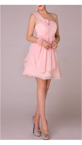 Grecian Short Draped One Shoulder Prom Dresses KSP086