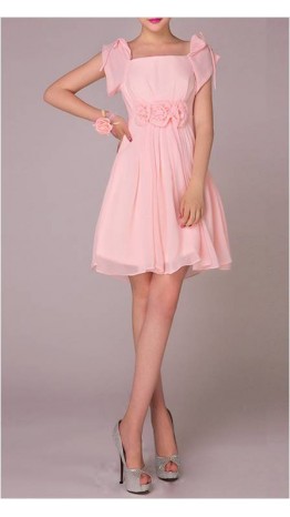 Square Neck Delicate Prom Dress With Cap Sleeves KSP089