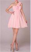 Flowered One Shoulder Pleated One Shoulder Dress For Prom KSP090